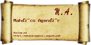 Mahács Agenór névjegykártya